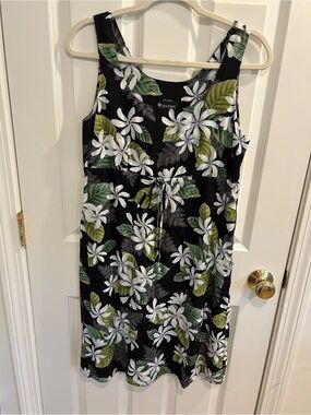Floral Drawstring Black Mini Dress - Ausband
